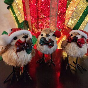 (3 Pcs) Farmhouse Natural Twigs Bird Christmas Decor Holiday Accent Home Decor